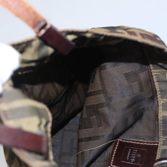 FENDI Zucca Canvas Hand Bag Brown Black Auth - Picture 14 of 16